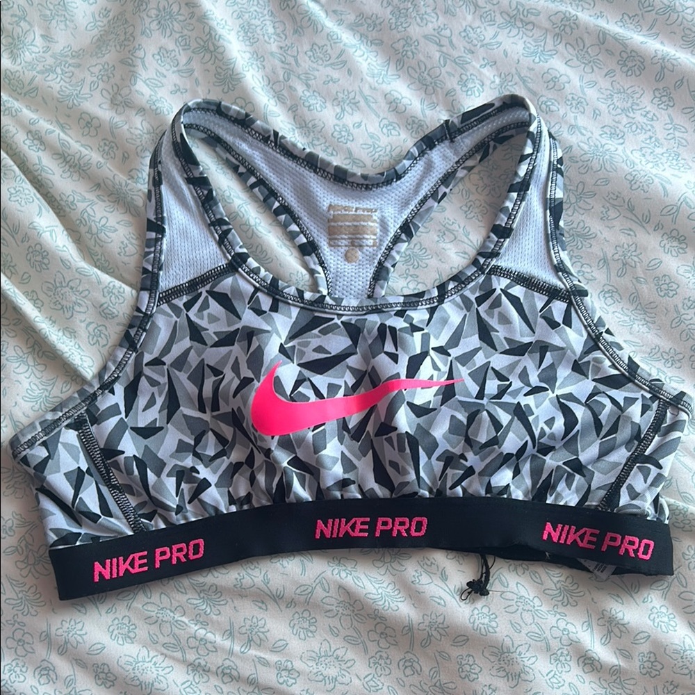 Nike Black and Pink Racerback Sports Bra